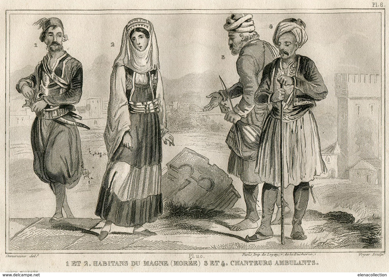 Greece Mercenary Greek Fashion Costume Clothing Antique Engraving 1859 - Estampes & Gravures