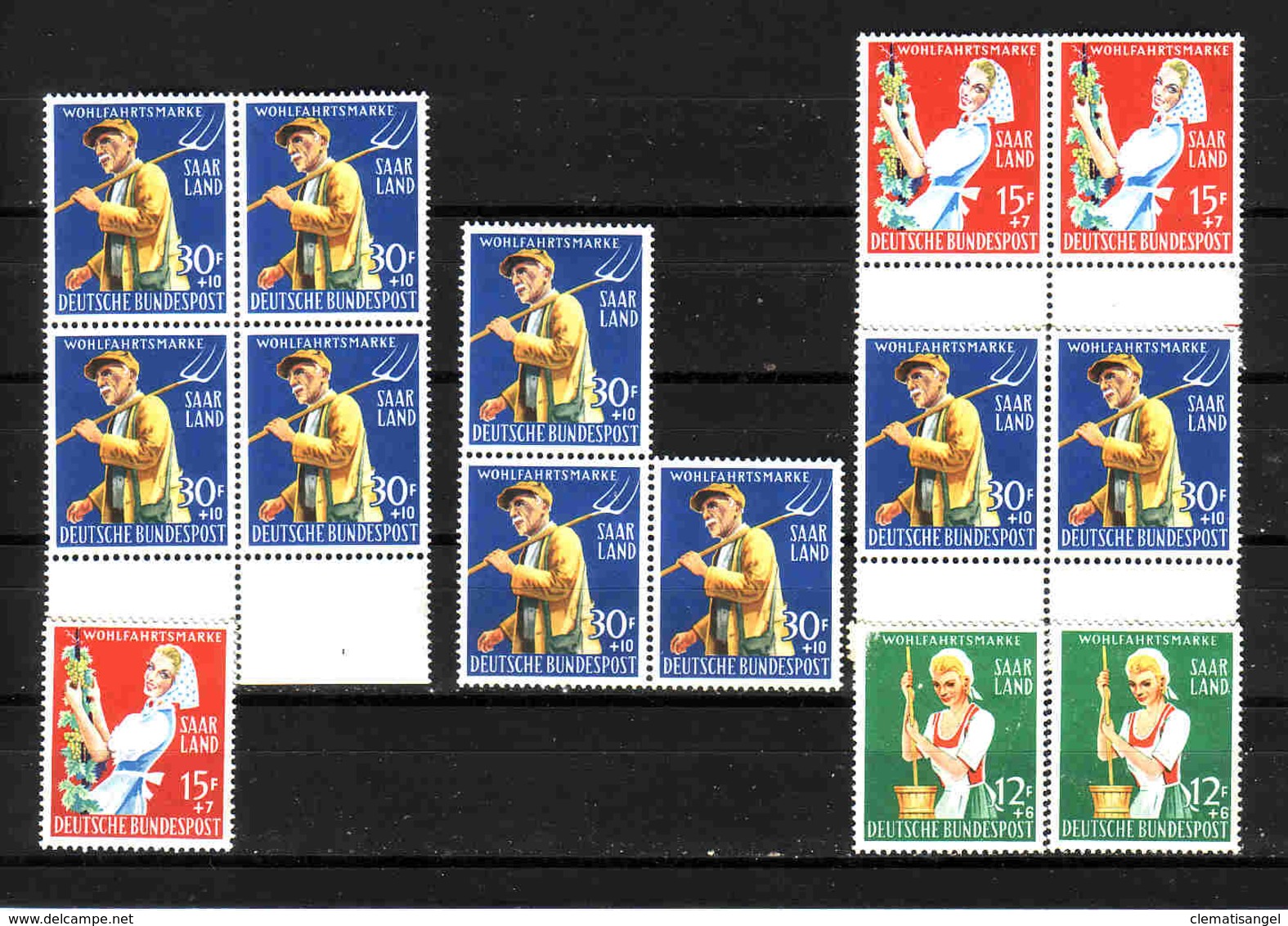 156c * SAAR * 14 VERSCHIEDENE WOHLFAHRT 1958 * MICHEL 7,80 * POSTFRISCH TEILWEISE LEICHTE GUMMIANHAFTUNGEN ** !! - Unused Stamps