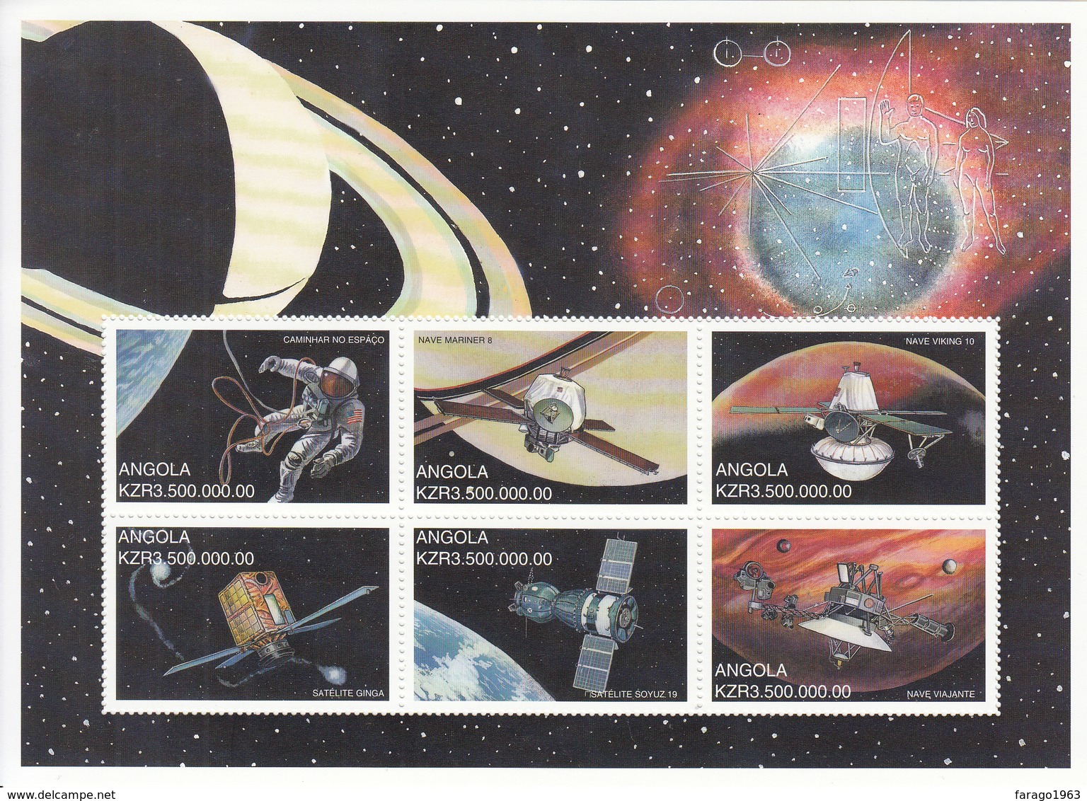 1999 Angola Space Set Of 4 Miniature Sheets Of 6 Astronomy Communications MNH - Angola