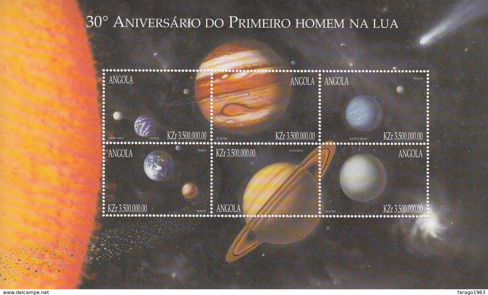 1999 Angola Space Set Of 4 Miniature Sheets Of 6 Astronomy Communications MNH - Angola