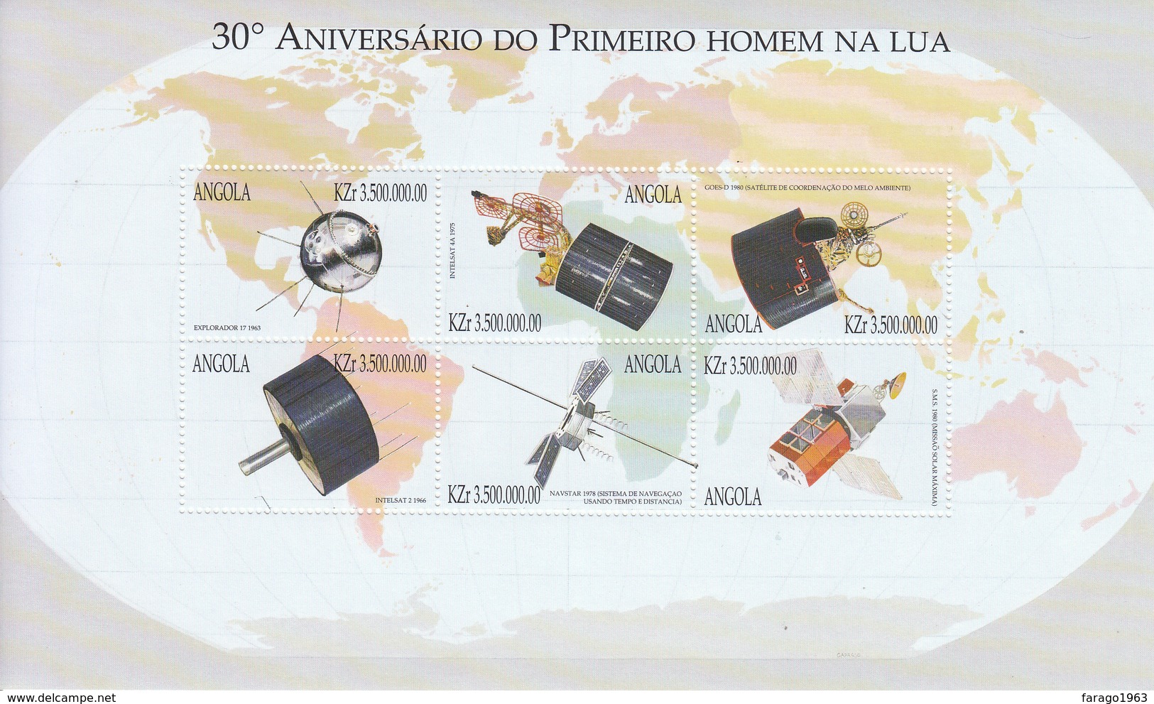 1999 Angola Space Set Of 4 Miniature Sheets Of 6 Astronomy Communications MNH - Angola