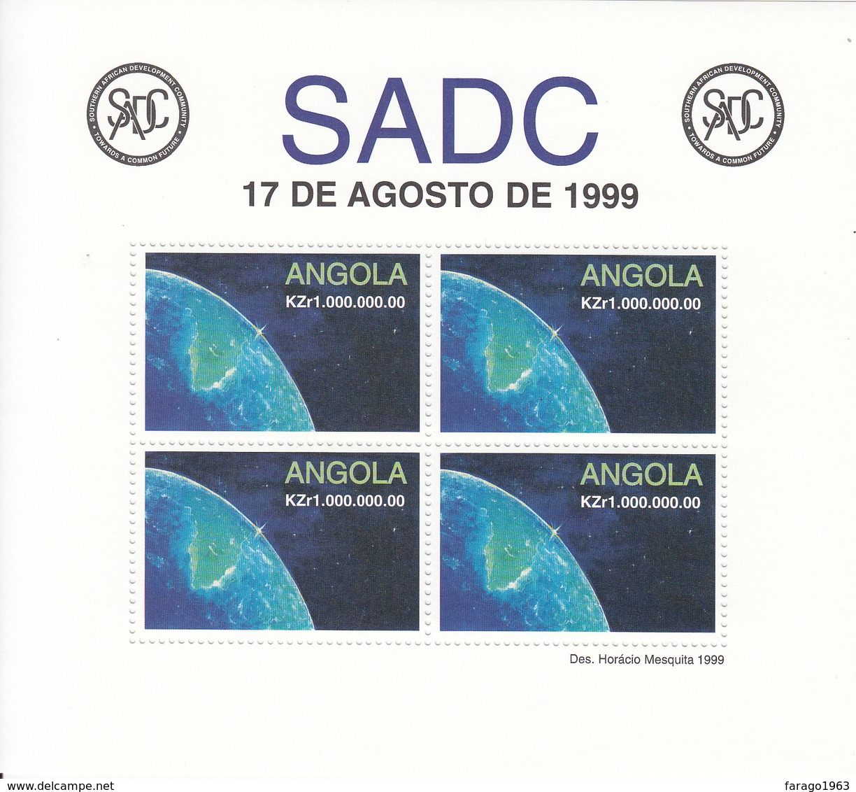 1999 Angola South African Development Community Miniature Sheet Of 4 MNH - Angola