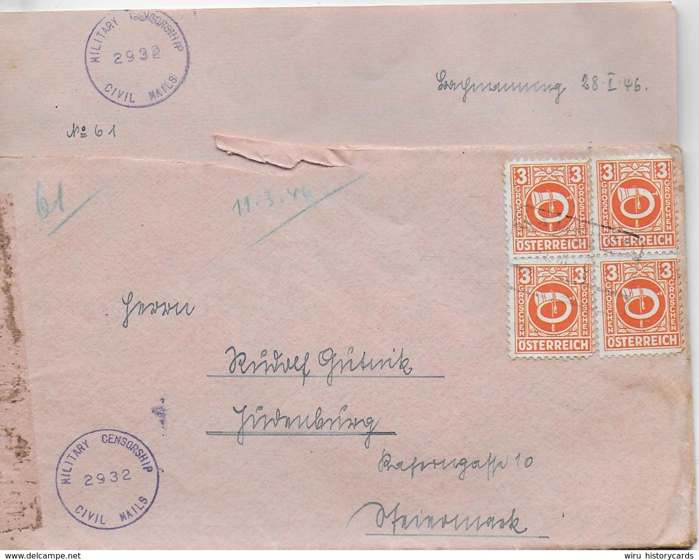 WZ L 1  Zensur-Brief Von Bachmanning Nach Judenburg( OT Lambach ) Am 11.. 3. 1946 - Briefe U. Dokumente