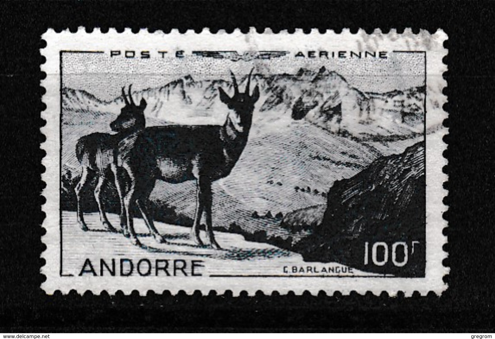 Timbre ANDORRE  Français Poste Aérienne YT AV N° 1 Oblitéré Sup - Airmail