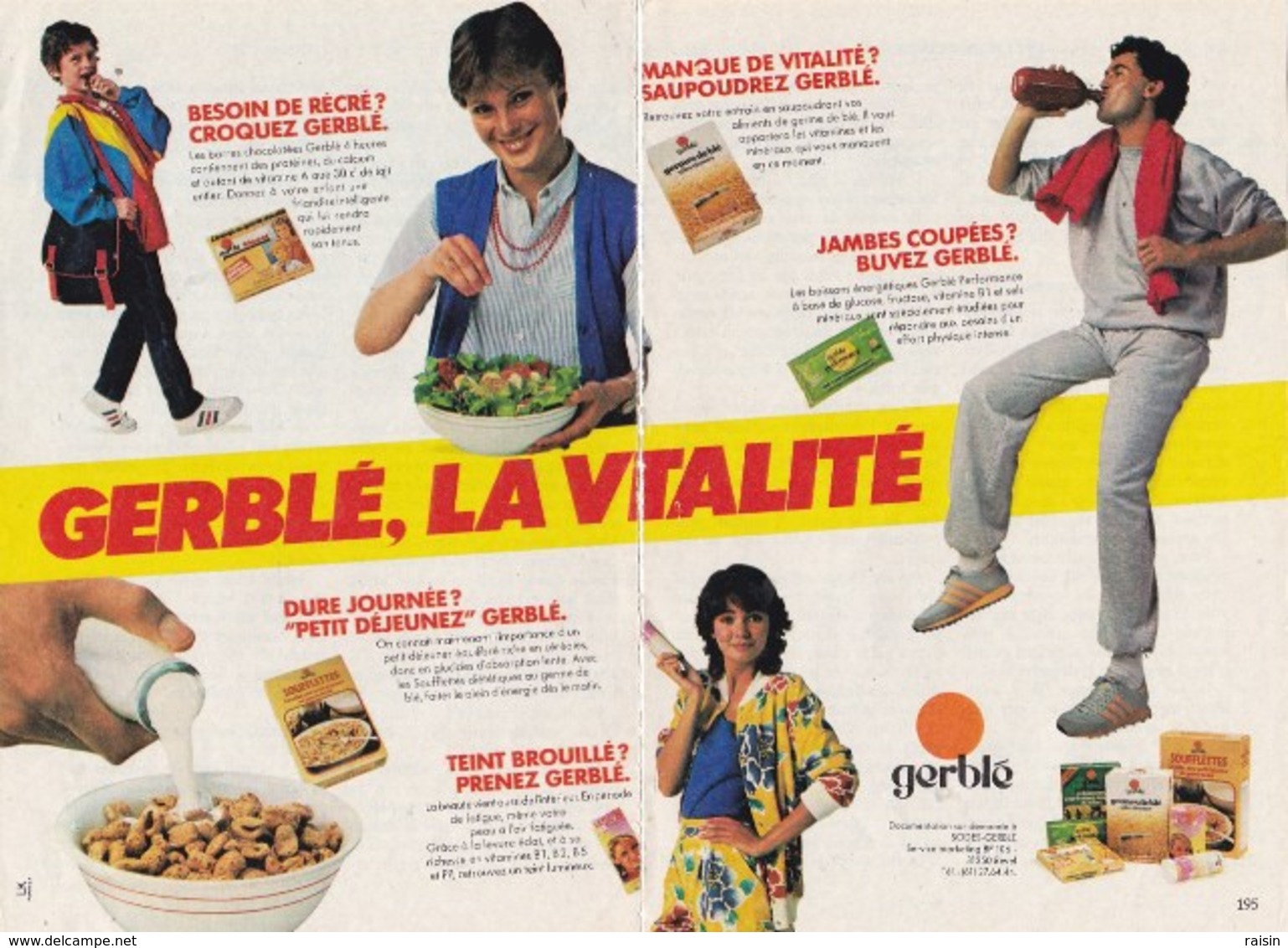 Pub.1983  Gerblé La Vitalité "Besoin De Récré ? Dure Journée ? Teint Brouillé ?Jambes Coupées ? Manque De Vitalité ? TBE - Publicités