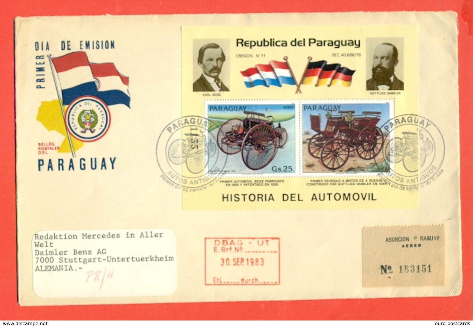 AUTO -PARAGUAY-FGL STORIA AUTOMOBILE-AUTO-CARROZZE-1983 - Paraguay