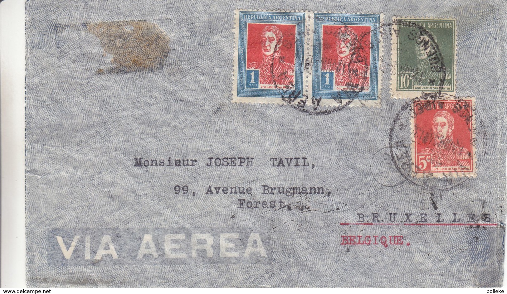 Argentine - Lettre De 1934 - Oblit Buenos Aeres - Exp Vers Bruxelles - Vol Par Zeppelin - Cachet De Friedrichshafen - Zeppelins