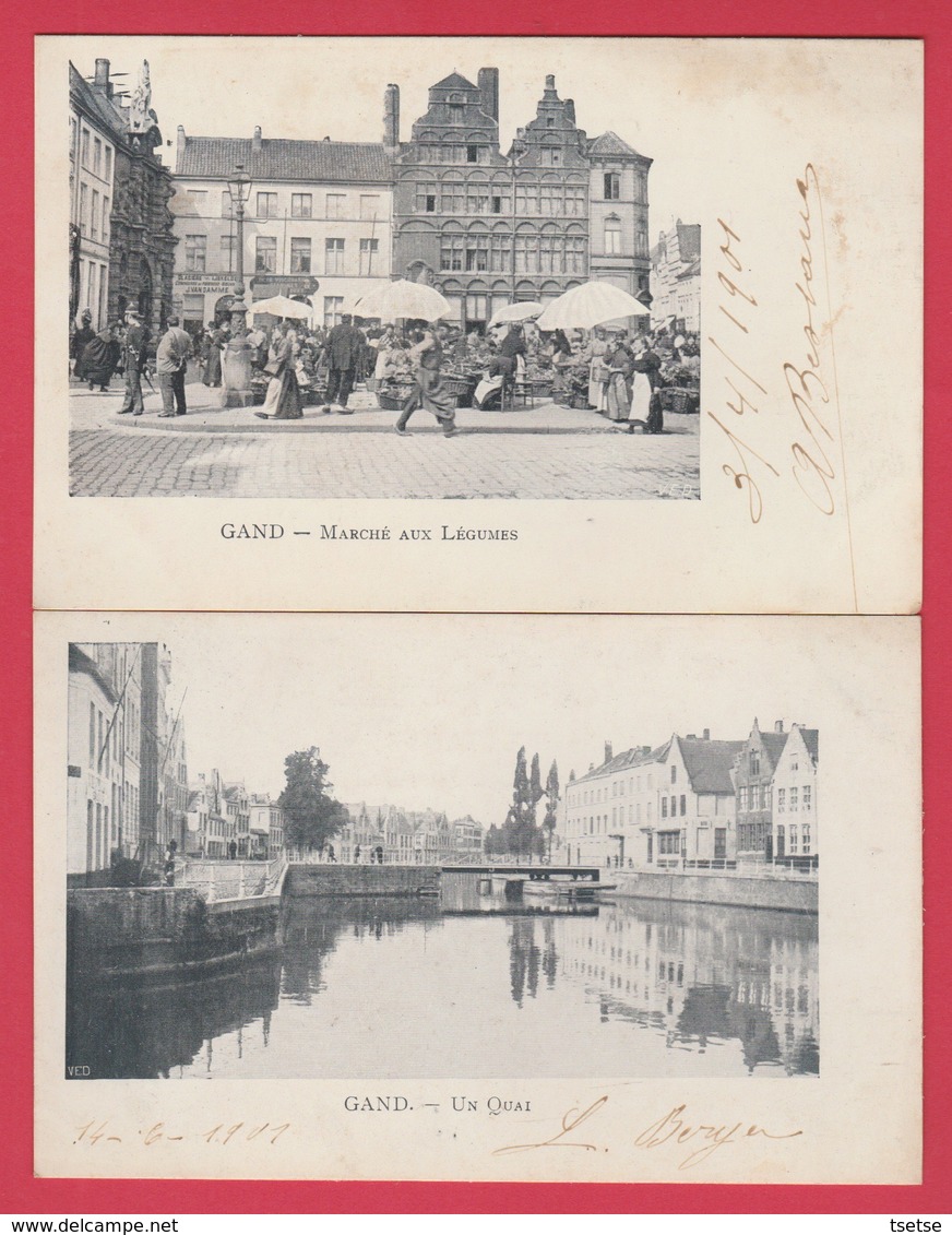 Gand / Gent - 2 Postkaarten 1901 ( Verso Zien ) - Gent