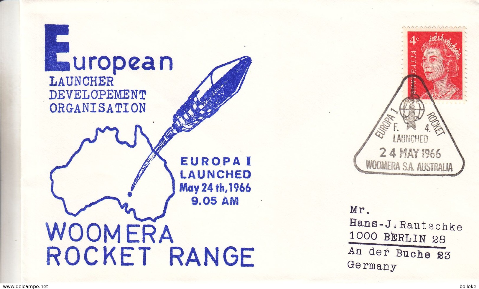 Espace - Europa I Launched - Australie - Lettre De 1966 - Exp Vers Berlin - Woomera Rocket Range - Valeur 1300FF En 988 - Océanie