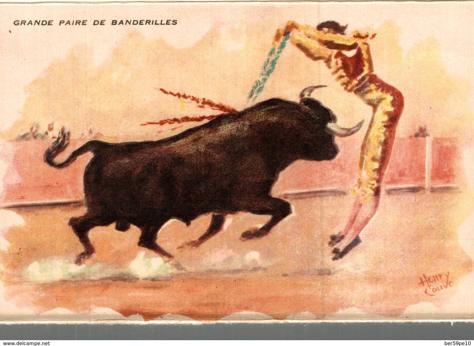 CORRIDA  A MEJANES  GRANDE PAIRE DE BANDERILLES  ILLUSTRATEUR  HENRY COUVE - Corrida