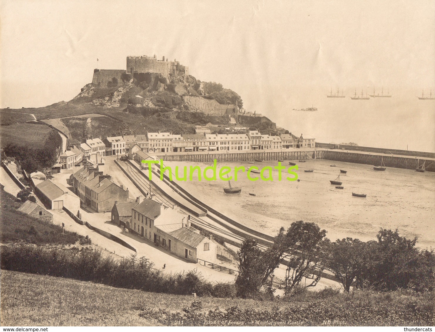 GRANDE PHOTO ALBUMINEE LARGE ANTIQUE VINTAGE ALBUMEN PRINT GROTE ALBUMINE ISLAND OF JERSEY MONTORGUEIL CASTLE - Ancianas (antes De 1900)