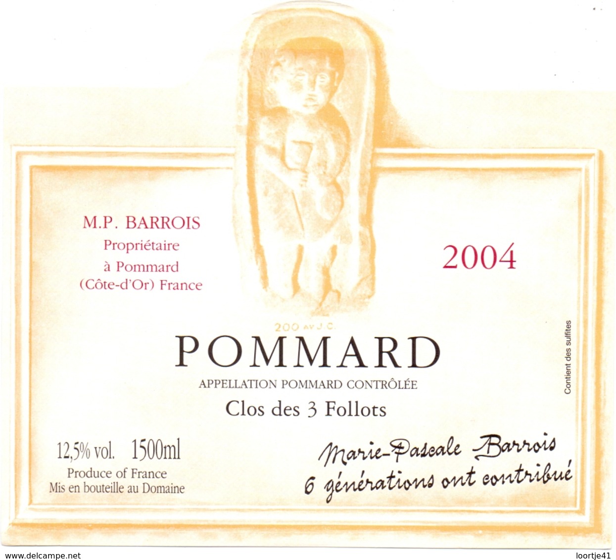 Etiket Etiquette - Vin - Wijn - Bourgogne - Pommard - Clos Des 3 Follots - 2004 - Bourgogne