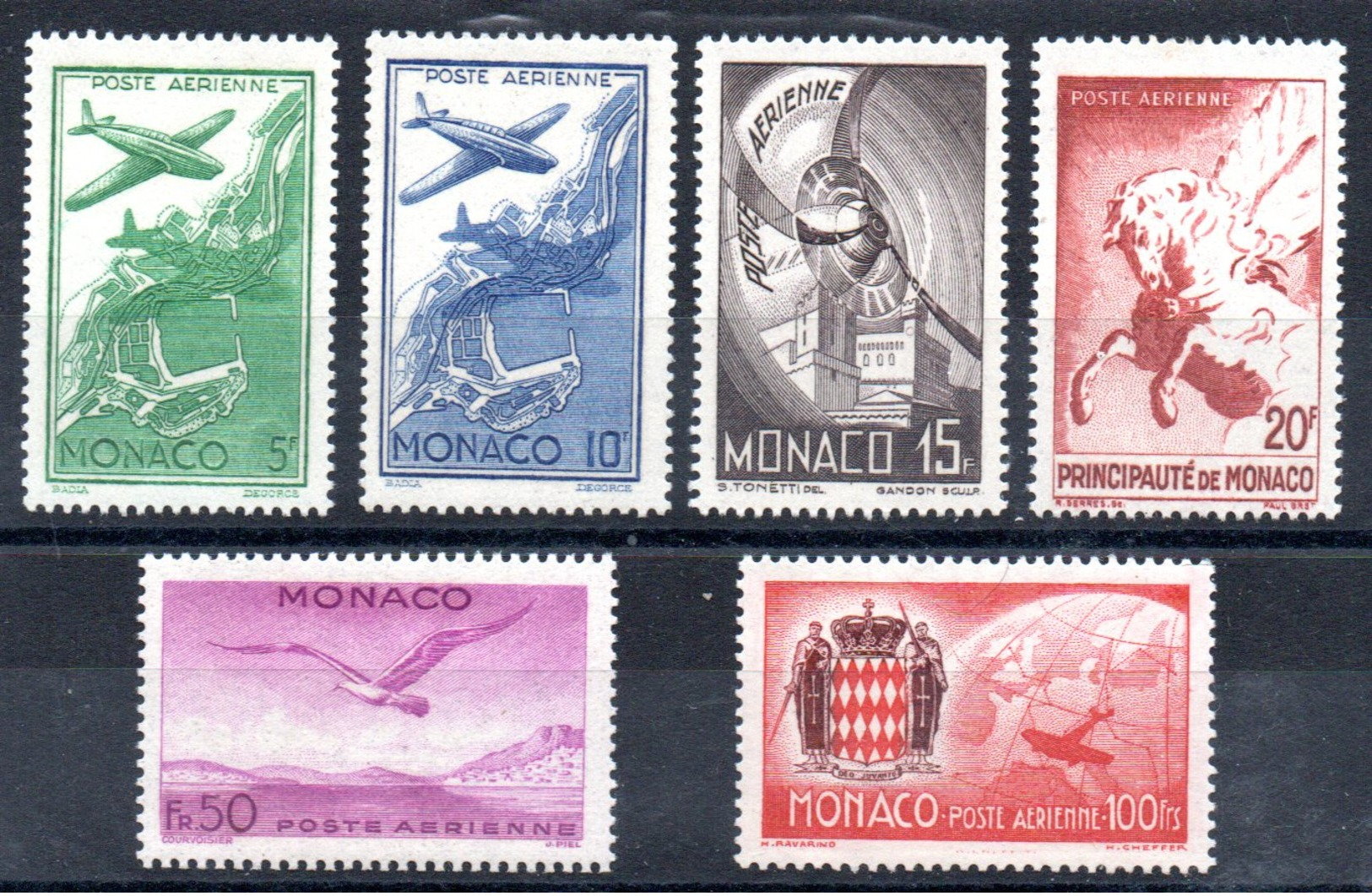 MONACO - YT PA N° 2 à 7 - Neufs ** - MNH - Cote: 16,00 € - Poste Aérienne