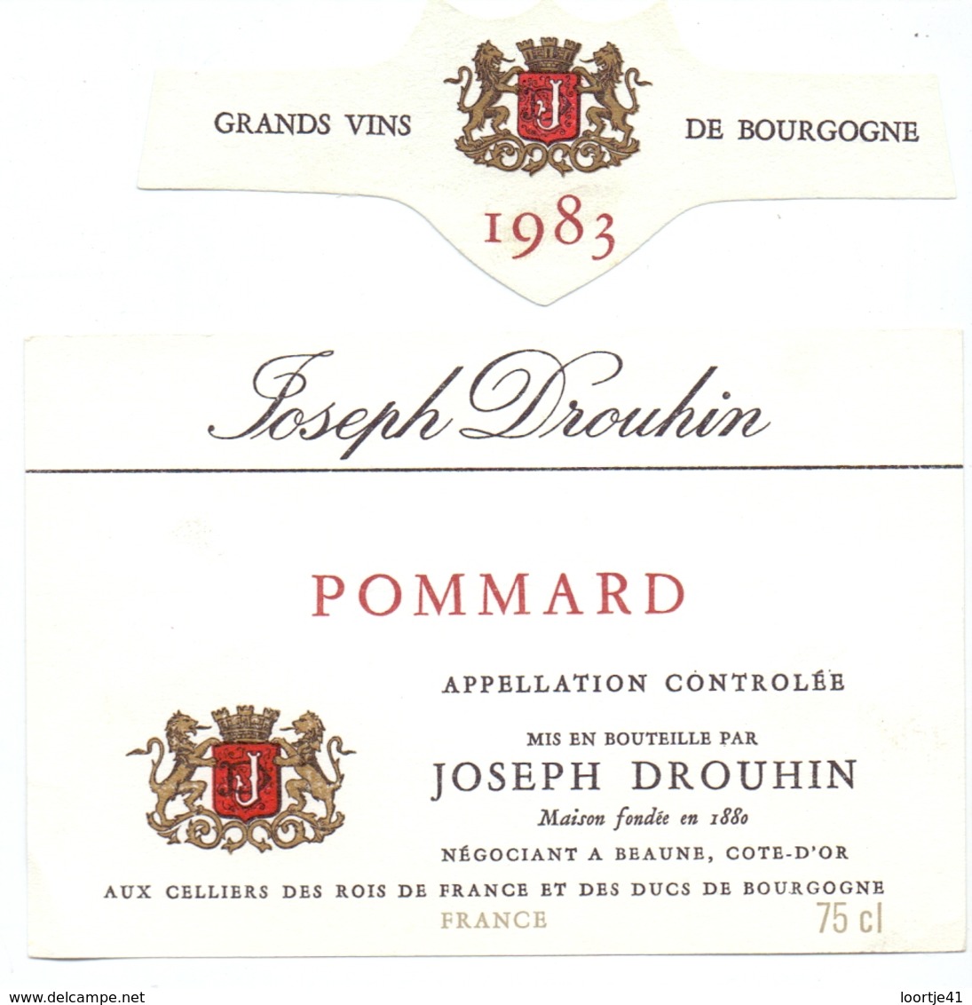 Etiket Etiquette - Vin - Wijn - Bourgogne - Pommard - Joseph Drouhin - 1983 - Bourgogne
