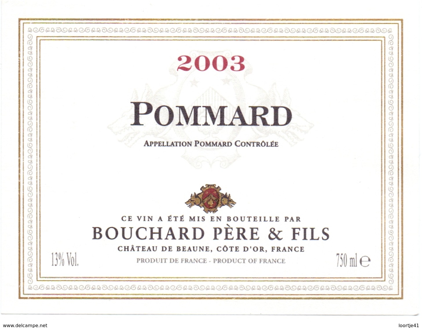 Etiket Etiquette - Vin - Wijn - Bourgogne - Pommard - Bouchard Père & Fils - 2003 - Bourgogne