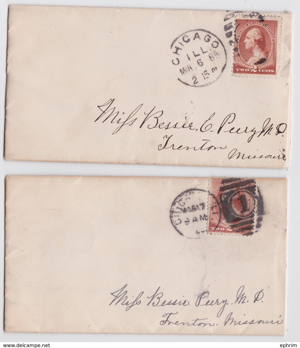 US MAIL COVER CHICAGO ILLINOIS TO TRENTON MISSOURI 1885 - LOT OF 2 LETTERS - Lettres & Documents