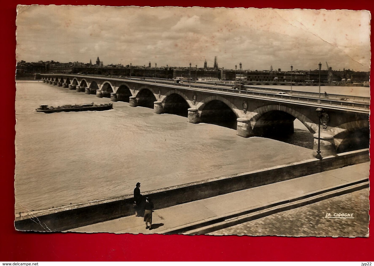 Jolie CP 33 Animée Bordeaux Pont Sur La Garonne - CAD 28-08-1956 Pour Capit. Lefort Rbat Maroc - Ed La Cigogne 33.999.16 - Bordeaux