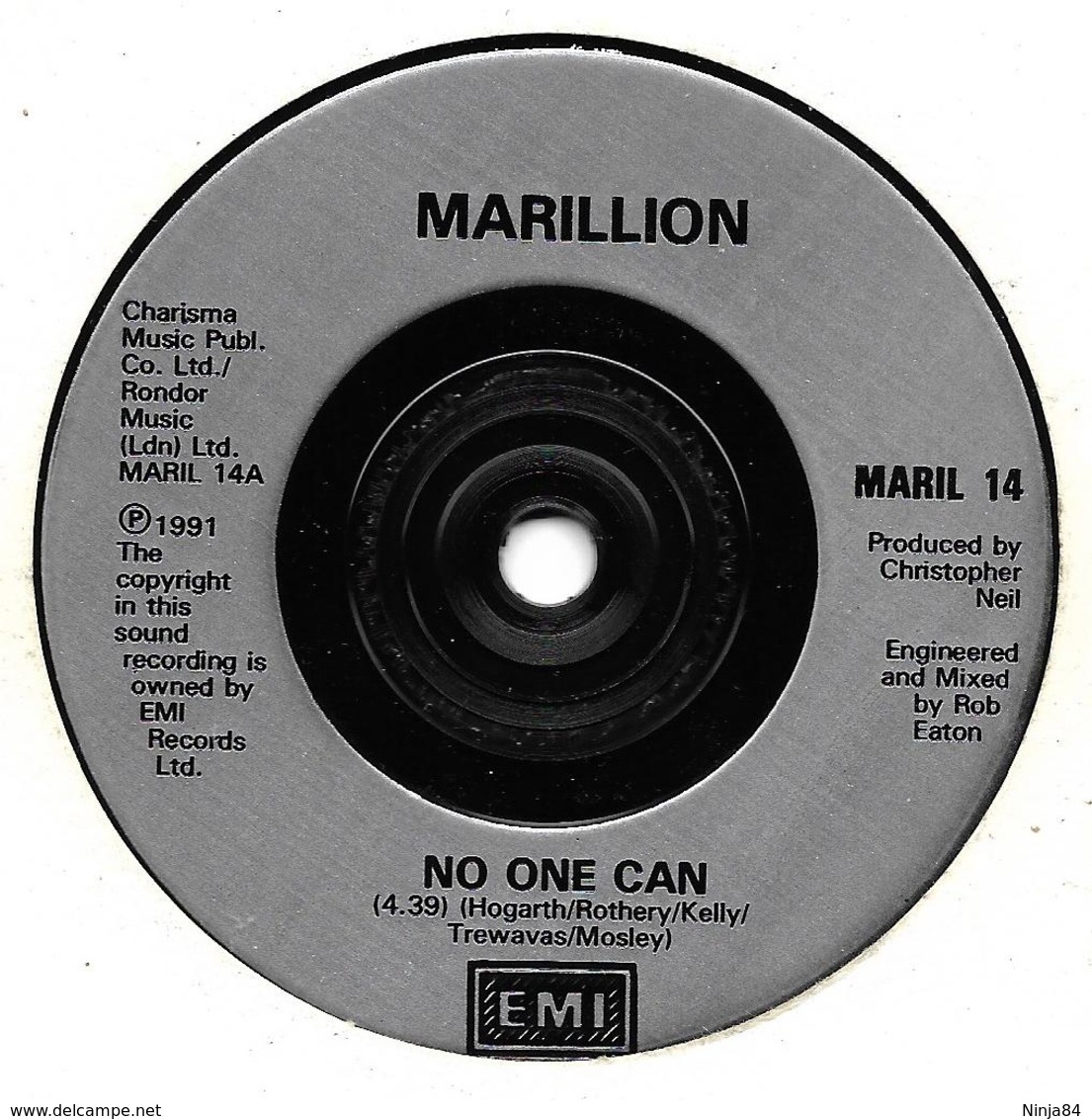 SP 45 RPM (7")   Marillion  "  No One Can  "  Angleterre - Rock