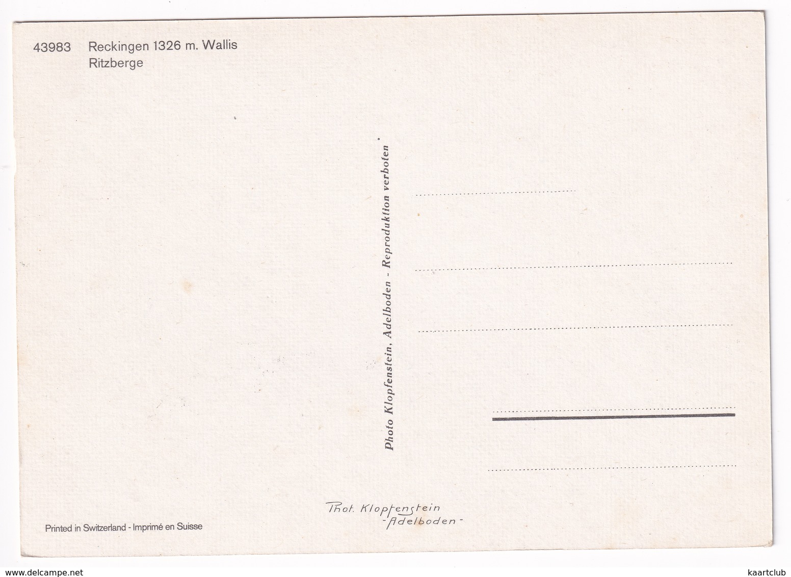 Reckingen 1326 M. Wallis - Ritzberge  - (Suisse/Schweiz) - Reckingen