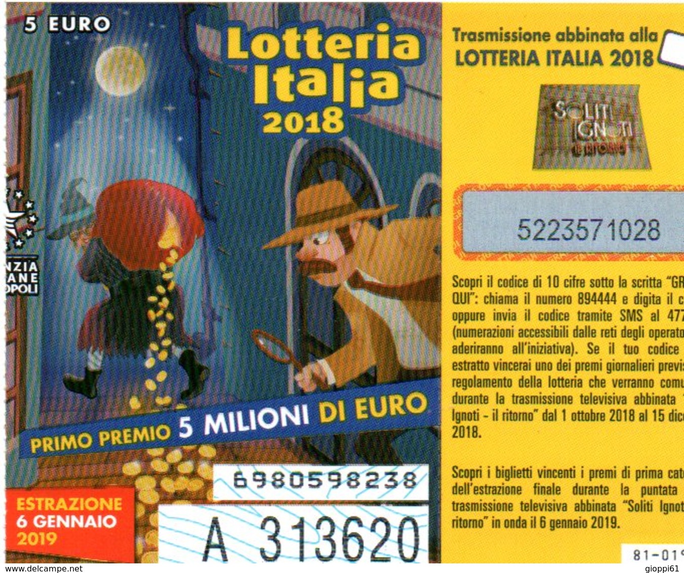Biglietto Della Lotteria Italia 2018 - Biglietti Della Lotteria