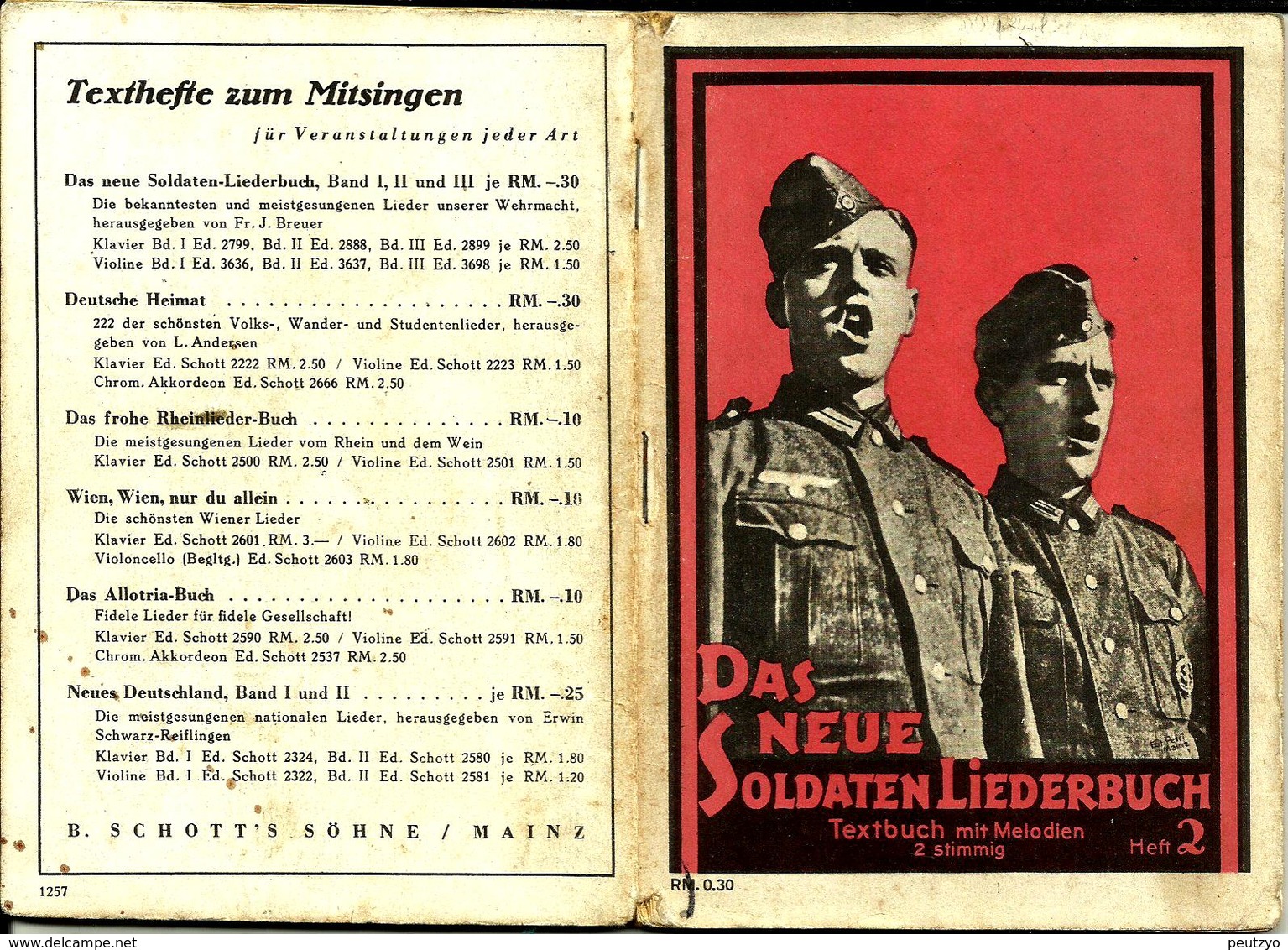 Le Receuil Du Nouveau Soldat Chansons , Das Neue Soldaten Liederbuch N°2 Ww2 Allemand - 1939-45