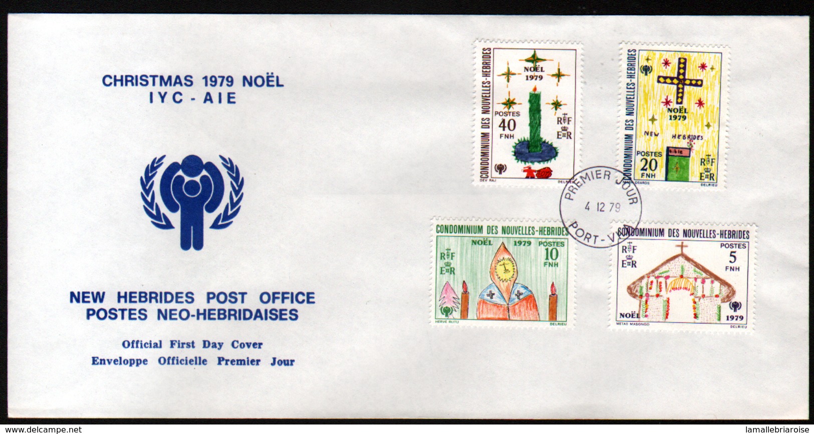 New, Nouvelles Hebrides,Noel 1979, Oblitération Anglaise - FDC