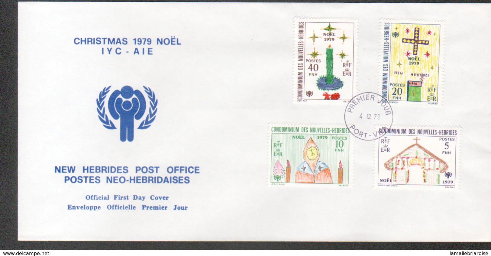 New, Nouvelles Hebrides,Noel 1979, Oblitération Française - FDC