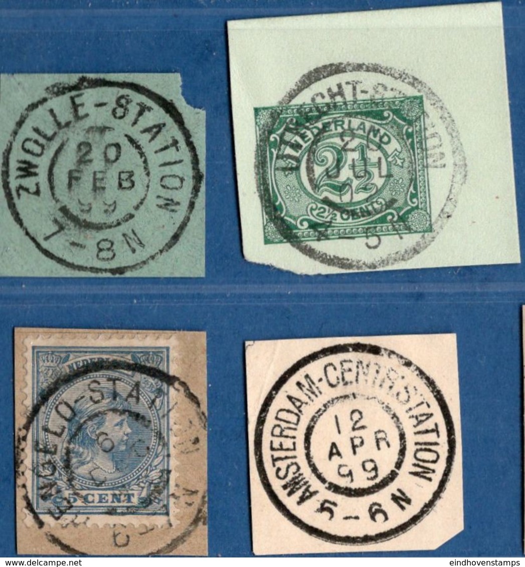 Netherlands Stations-stempels  Large Double Circle Postmark,. Grootrond Stempel, Hengeloo, Utrecht, Zwolle, Amsterdam - Brieven En Documenten