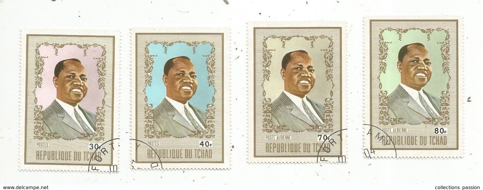 Timbre, République Du TCHAD , F. Tombalbaye(1918-1975),1er Président Tchadien 1962 , LOT DE 4 TIMBRES - Tchad (1960-...)