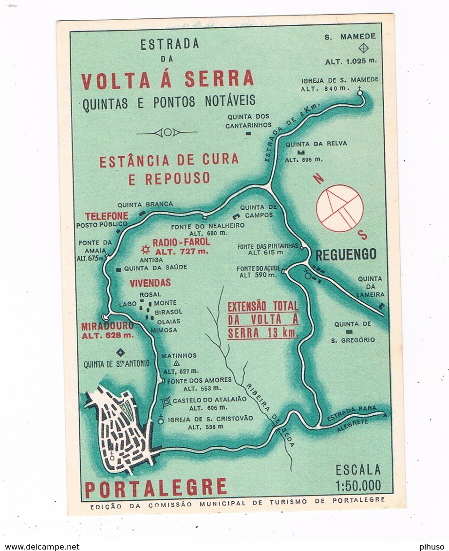 PORT-142   PORTALEGRE : Estrada Da Volta A Serra ( Map-card) - Portalegre