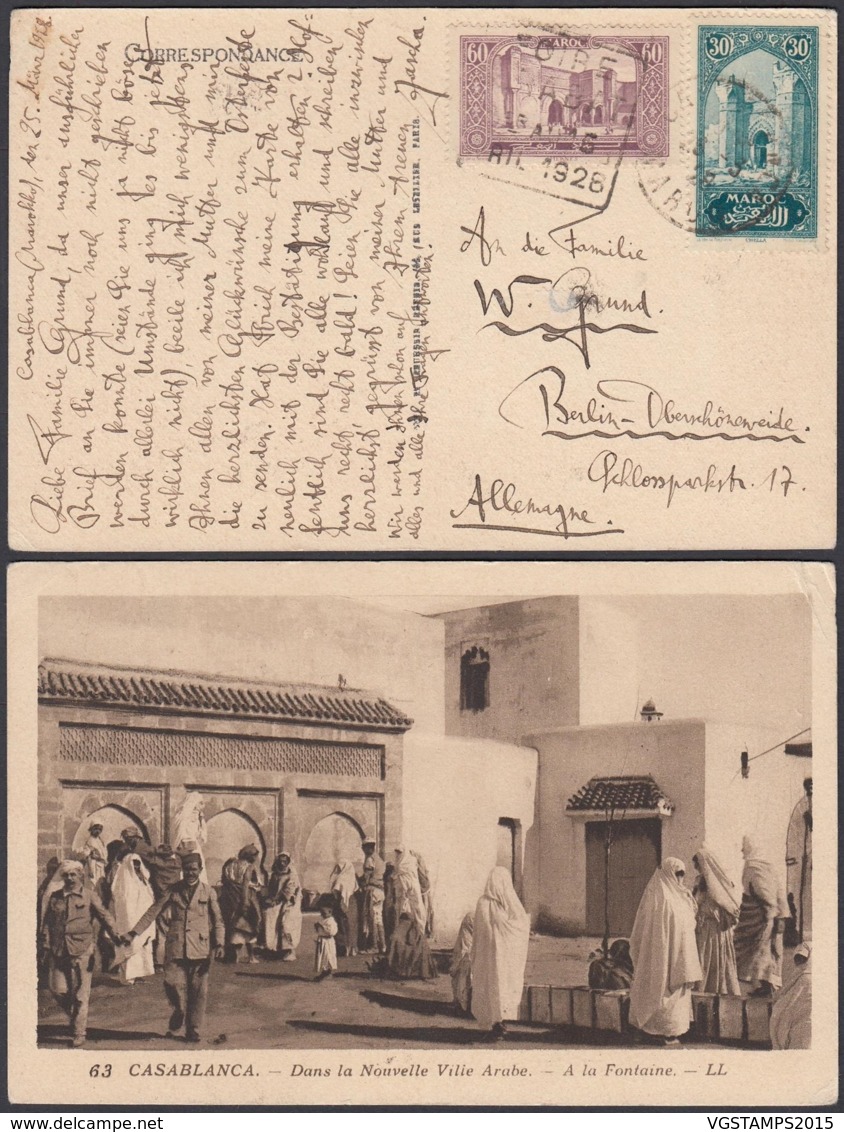 Maroc 1926 - CP - CASABLANCA -Dans La Nouvelle Ville Arabe " A La Fontaine Vers Allemagne (6G19465) DC1504 - Covers & Documents