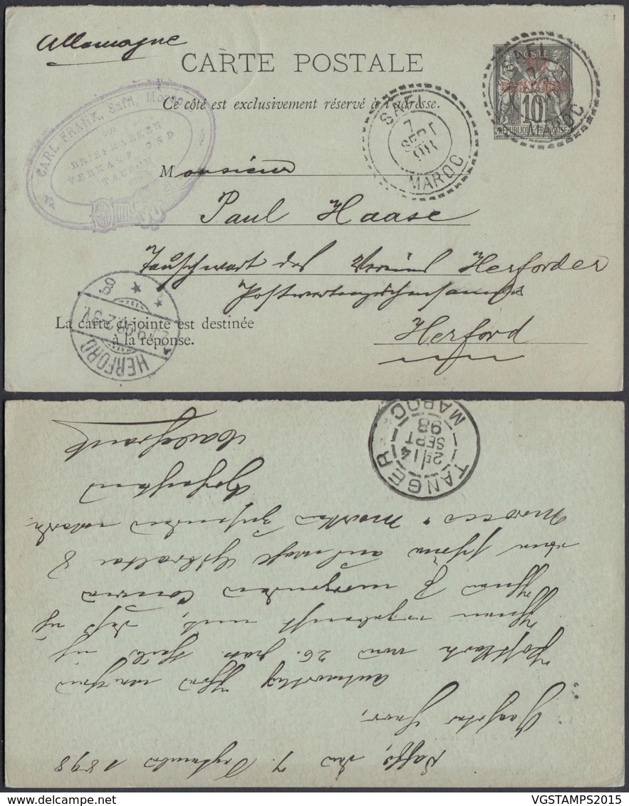 Maroc 07/09/1898 - EP 10C Surchargé De Safi Vers Allemagne  (6G19465) DC1525 - Brieven En Documenten