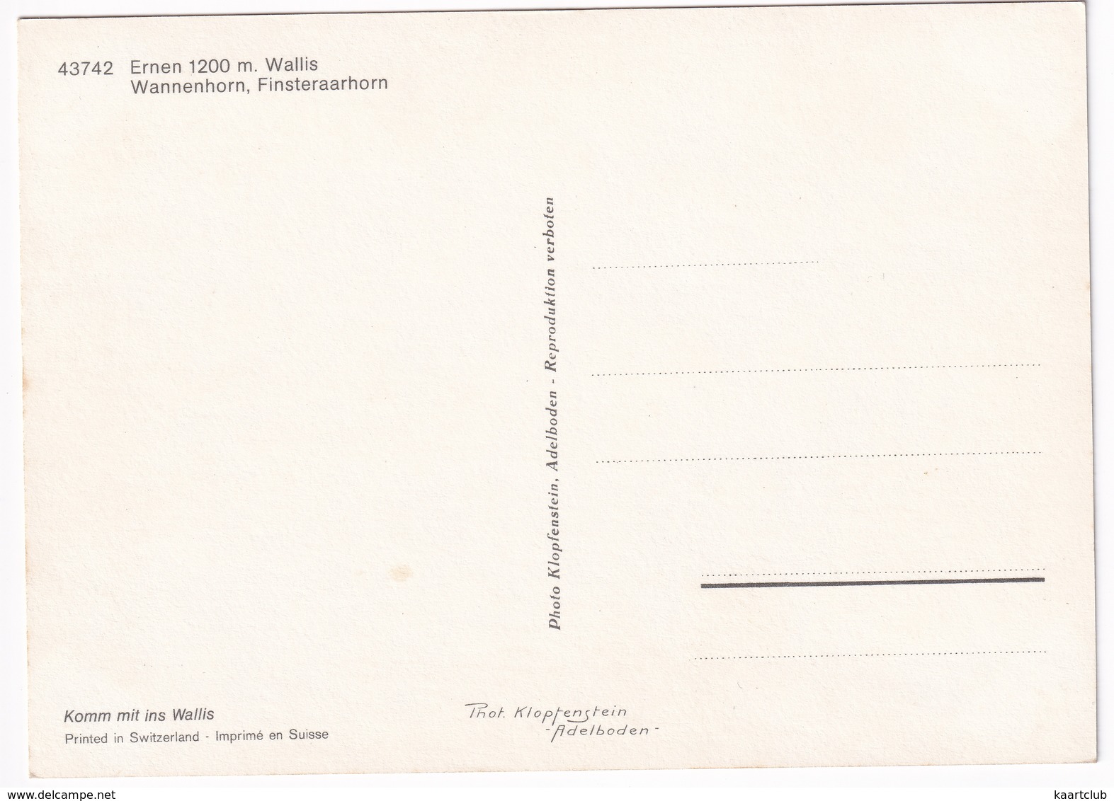 Ernen 1200 M. Wallis - Wannenhorn, Finsteraarhorn -  (Suisse/Schweiz) - Ernen