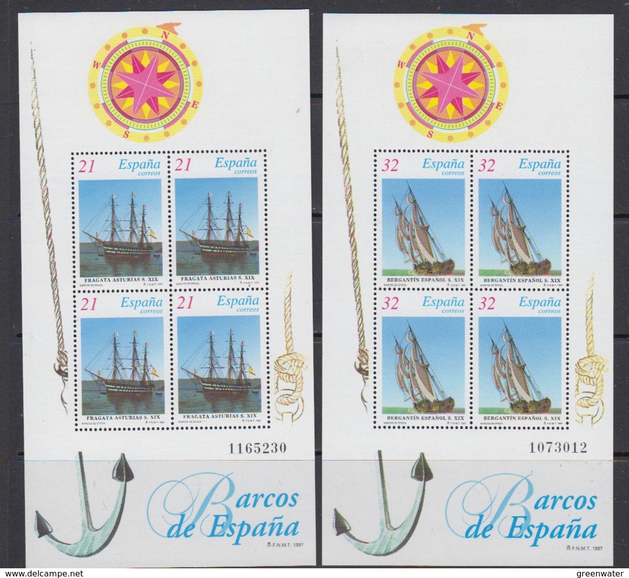 Spain 1997 Sailing Ships 2 M/s ** Mnh (41682B) - Blokken & Velletjes