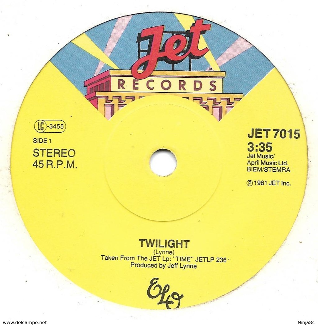 SP 45 RPM (7")   Electric Light Orchestra ‎ ‎  "  Twilight  "  Angleterre - Rock