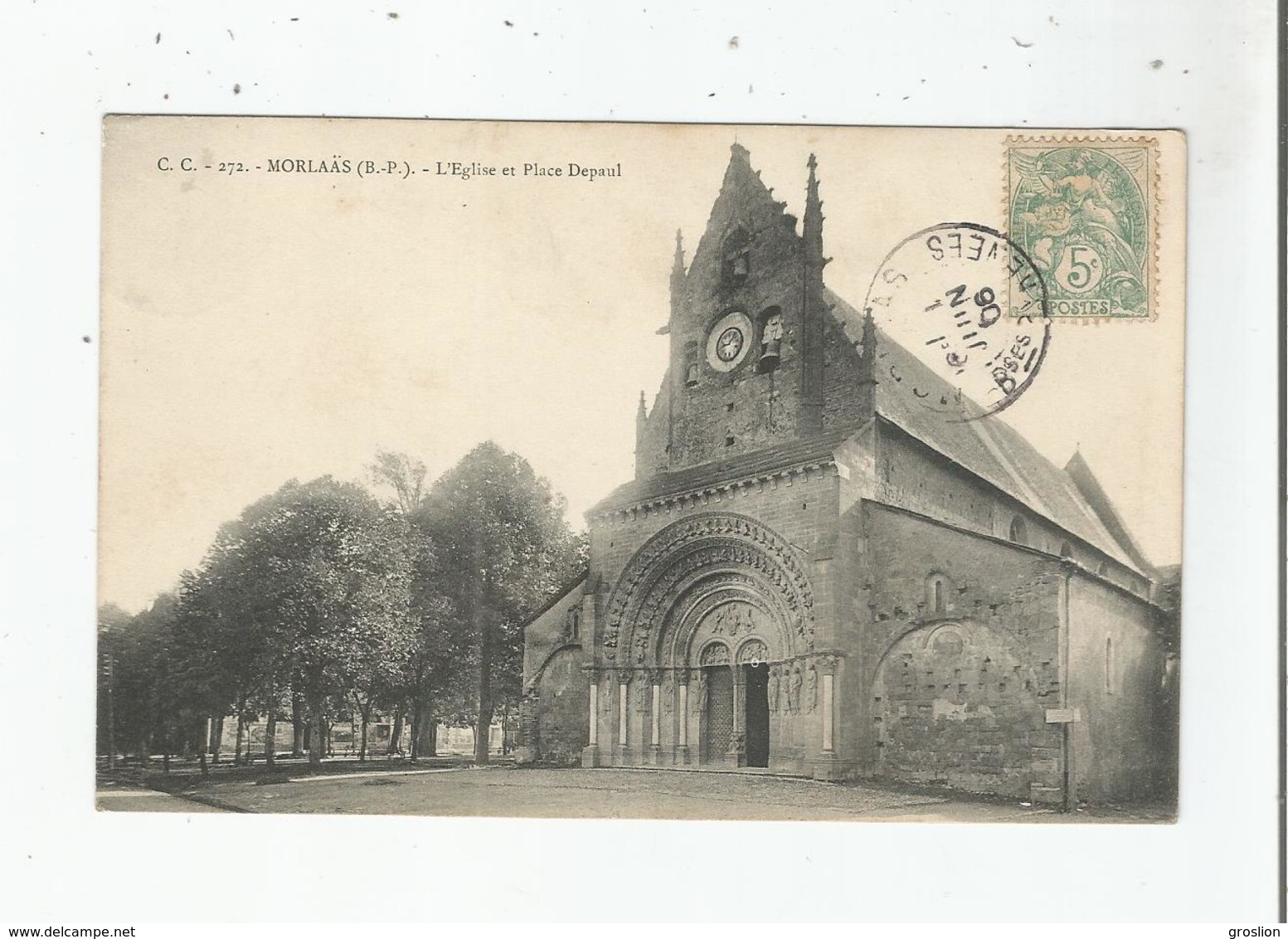 MORLAAS (B P) 272 L'EGLISE ET PLACE DEPAUL 1906 - Morlaas