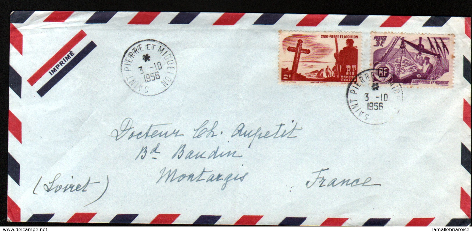 Saint Pierre Et Miquelon, Lettre Pour La France De 1956 - Brieven En Documenten