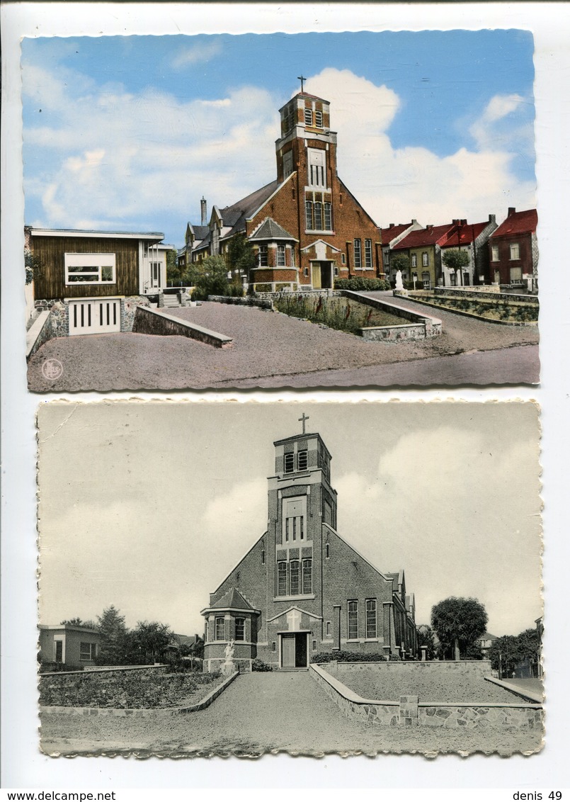 Erquelinnes 2 CPSM église Sainte Thérèse - Erquelinnes