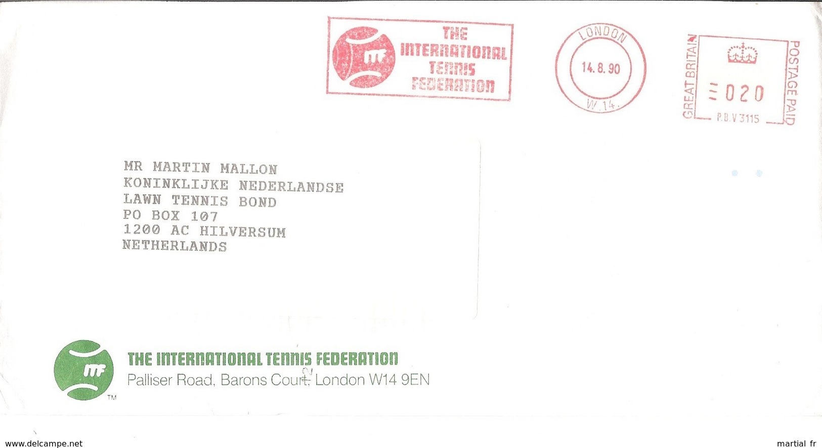 ANGLETERRE EMA TENNIS INTERNATIONAL FEDERATION LONDON LONDRES BALLE 1990 TENIS - Tennis