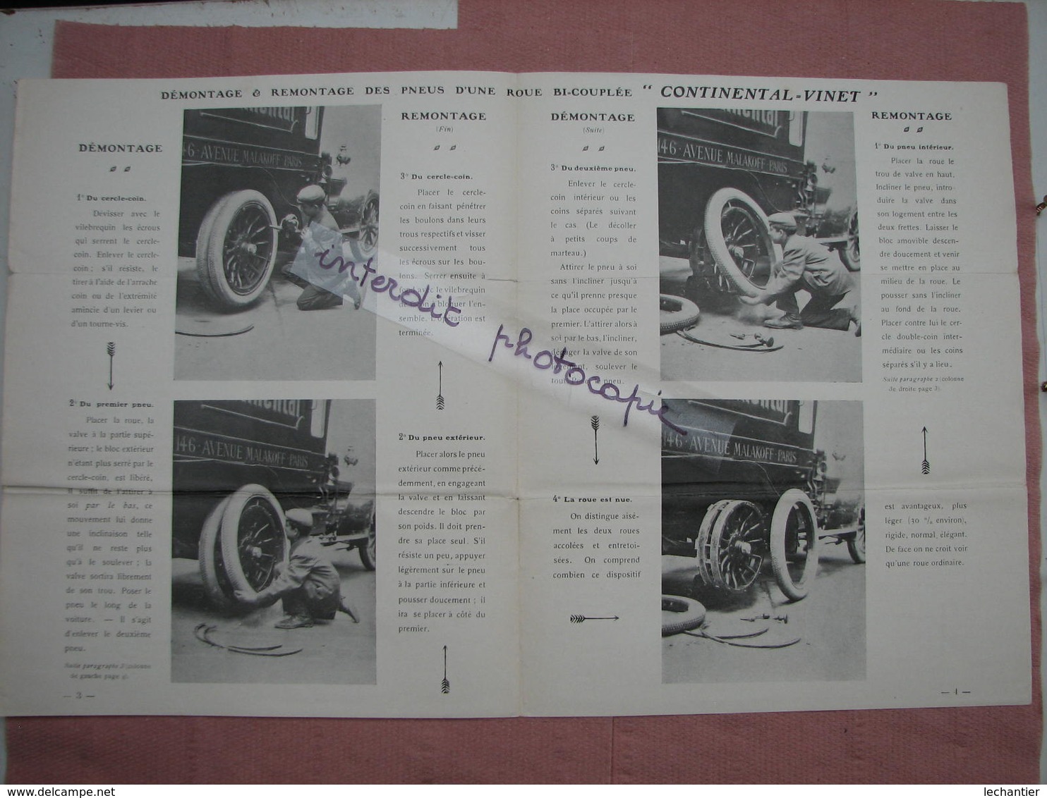 Pneus Continental 1901 Dépliant 2 Volets 4 Pages 275X220 Démonstration Des Pneus Bi Et Tri Couplés - Automobile