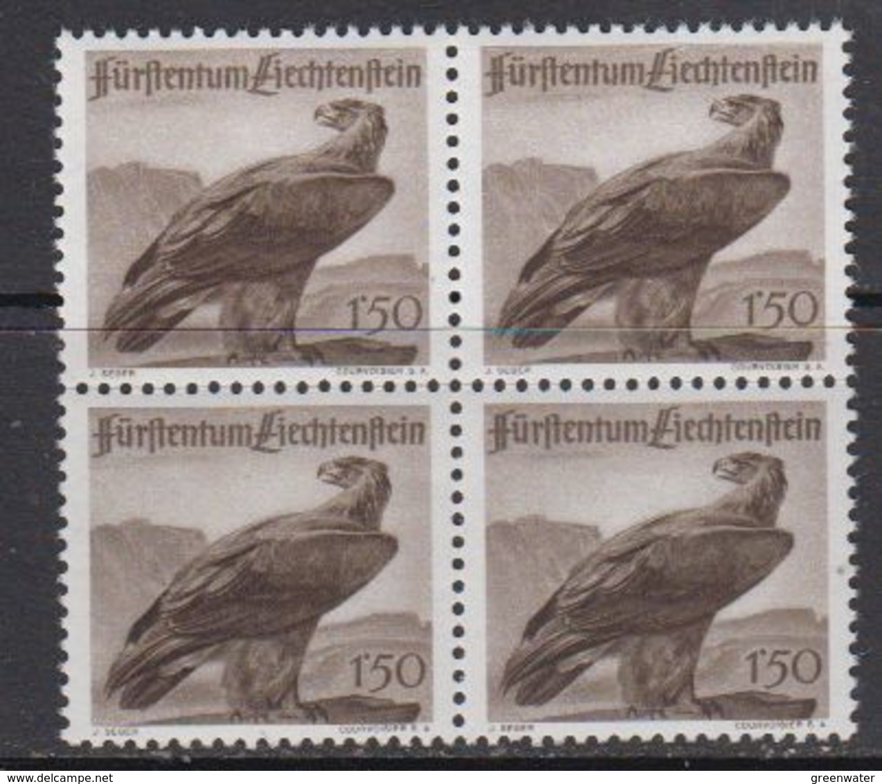 Liechtenstein 1947 Jagd II Adler/Eagle 1v Bl Of 4 ** Mnh (41683) - Ongebruikt