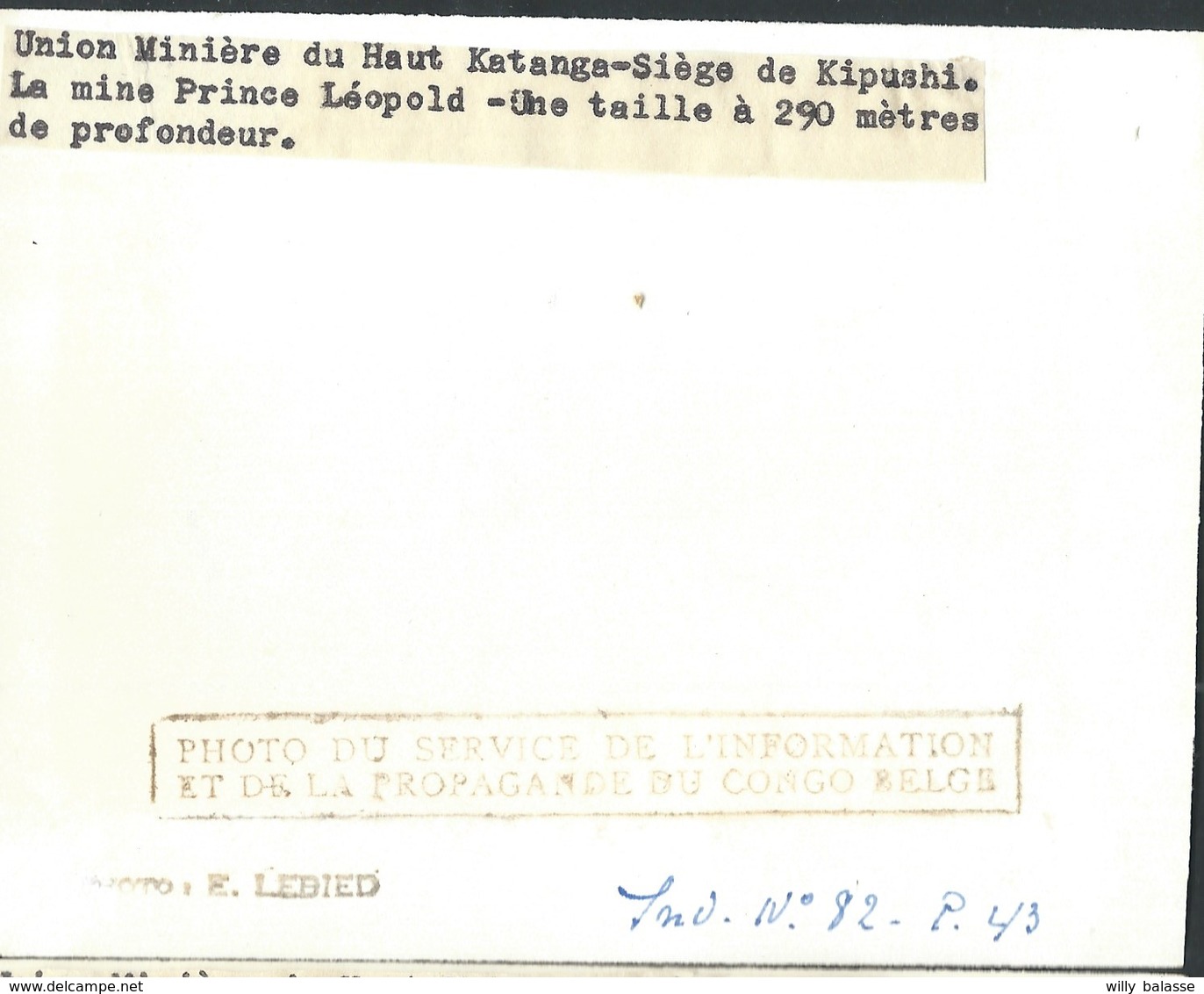 Photo Du Service De L'info Et Propagande Du Congo Belge " Union Minière De Kipushi " 12 X 10 Cm - Congo Belge