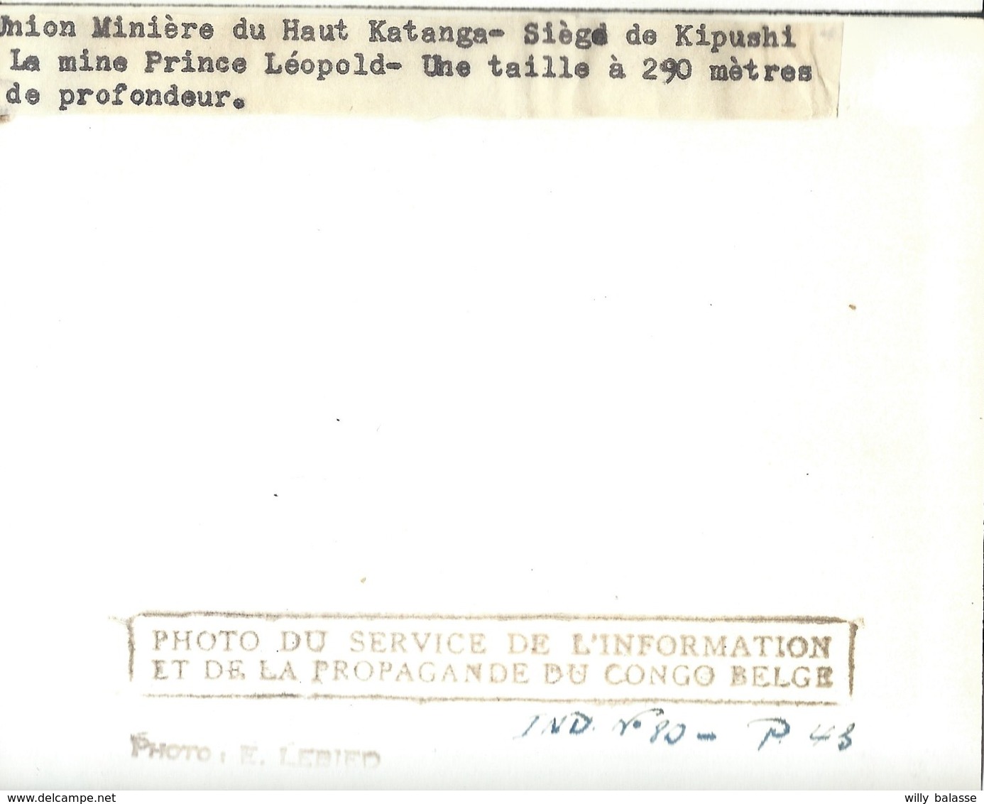 Photo Du Service De L'info Et Propagande Du Congo Belge " Union Minière De Kipushi " 12 X 10 Cm - Belgian Congo