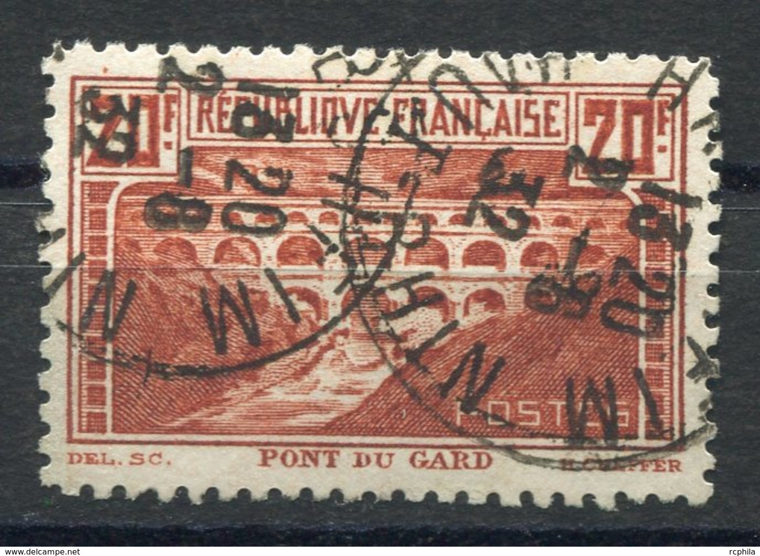 RC 11260 FRANCE N° 262B - 20f PONT DU GARD DENTELÉ 11 COTE 450€ OBL. TB - Oblitérés