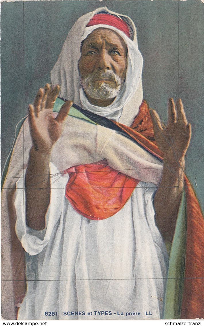 AK Scènes Types Prayer In Desert Prière Bédouine Arabe Arab Arabien Afrique Africa Afrika Vintage Egypte Egypt Algerie ? - Afrique