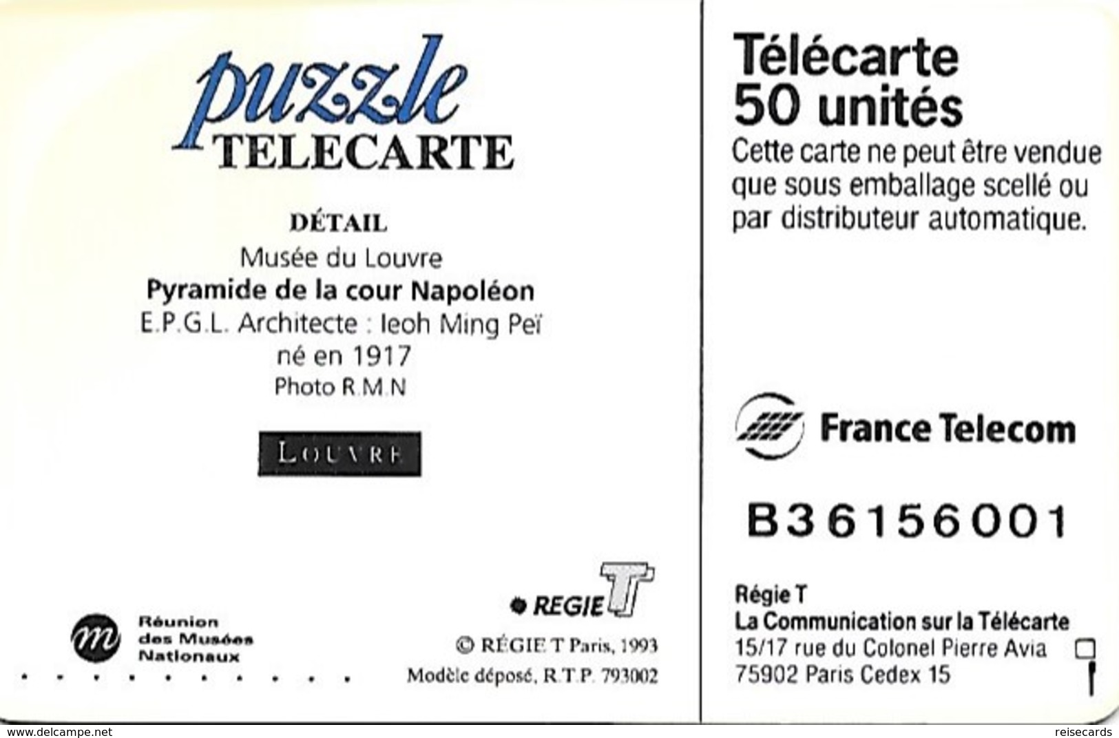 France: France Telecom - Paris, Louvre Museum, Pyramide De La Cour Napoléon - Sonstige & Ohne Zuordnung