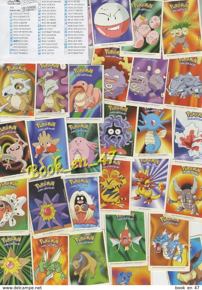 {61860} Pokémon Dunkin Boomer , Lot 42 Stickers (c) - Other & Unclassified