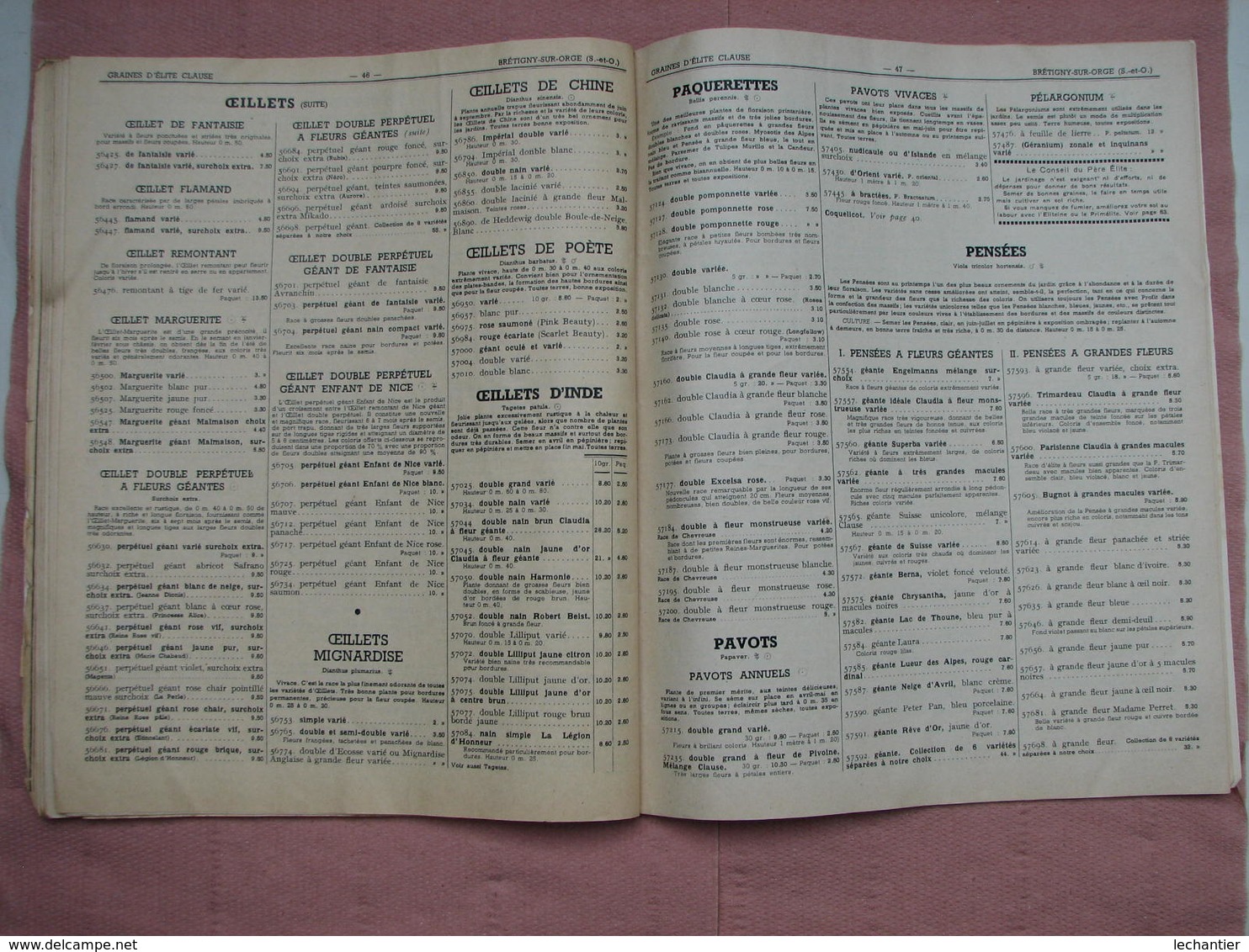 Catalogue Graines D'Elite CLAUSE 64 Pages 22X27 Pas Daté Estimation 1945/50  B.E. - Autres & Non Classés