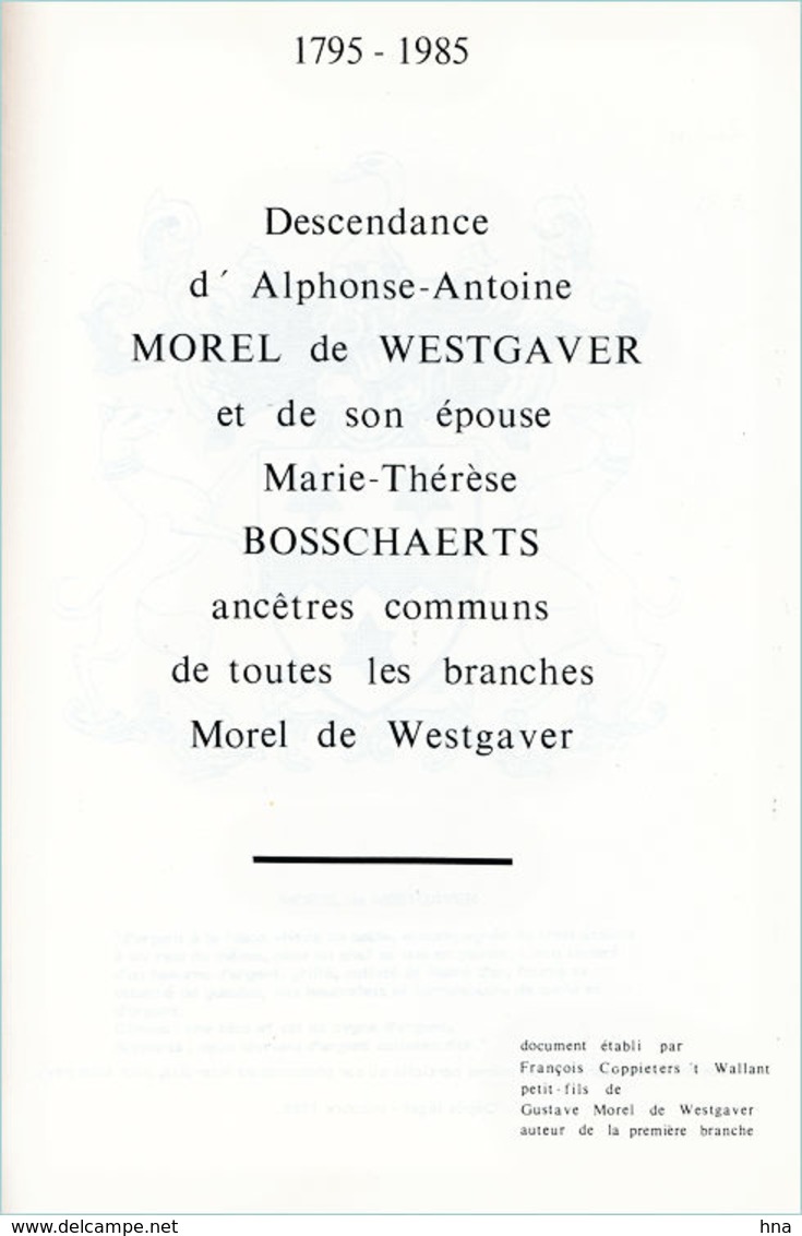 Généalogie Morel De Westgaver Et Bosschaerts - Biografie