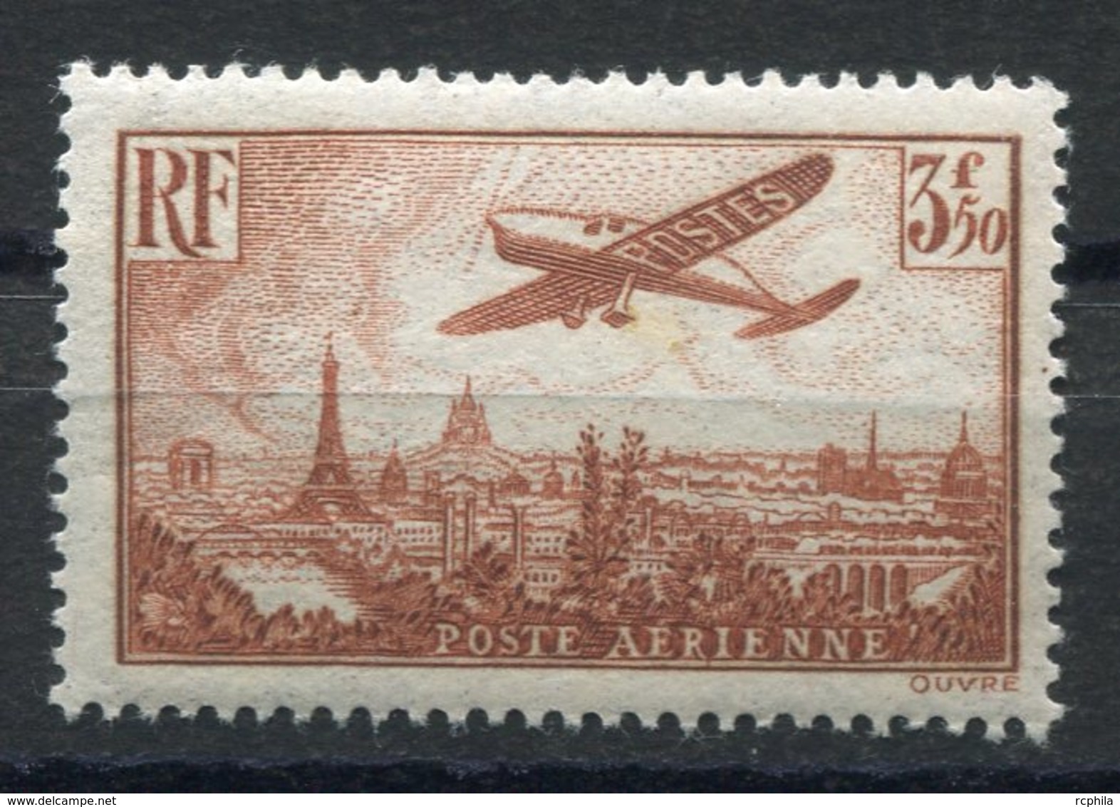 RC 11270 FRANCE PA N° 14 - 3f50 BRUN JAUNE AVION SURVOLANT PARIS COTE 125€ NEUF ** MNH TB - 1927-1959 Mint/hinged